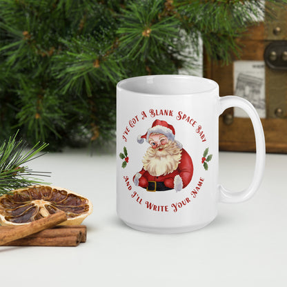 Cute Vintage Santa Blank Space Christmas Mug | Taylor Swift Christmas Mug