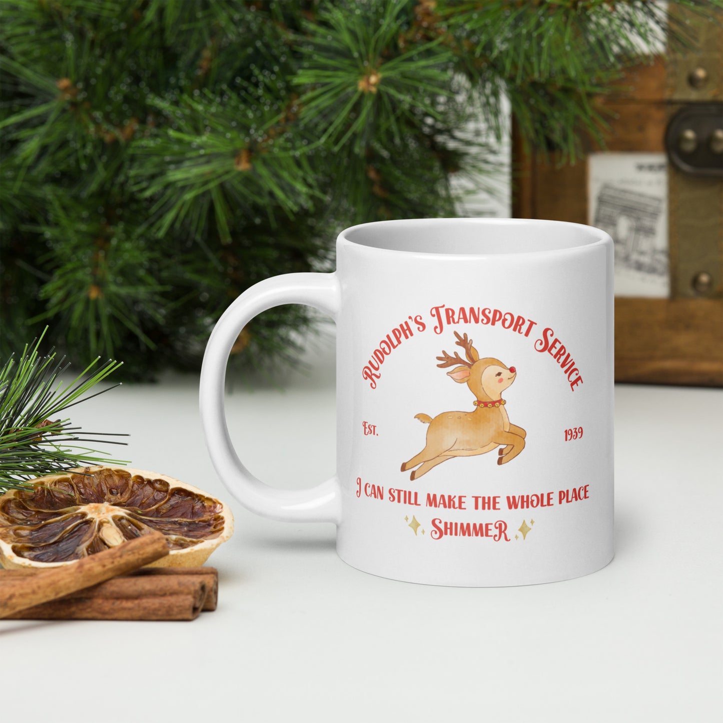 Rudolph's Transport Service Christmas Mug