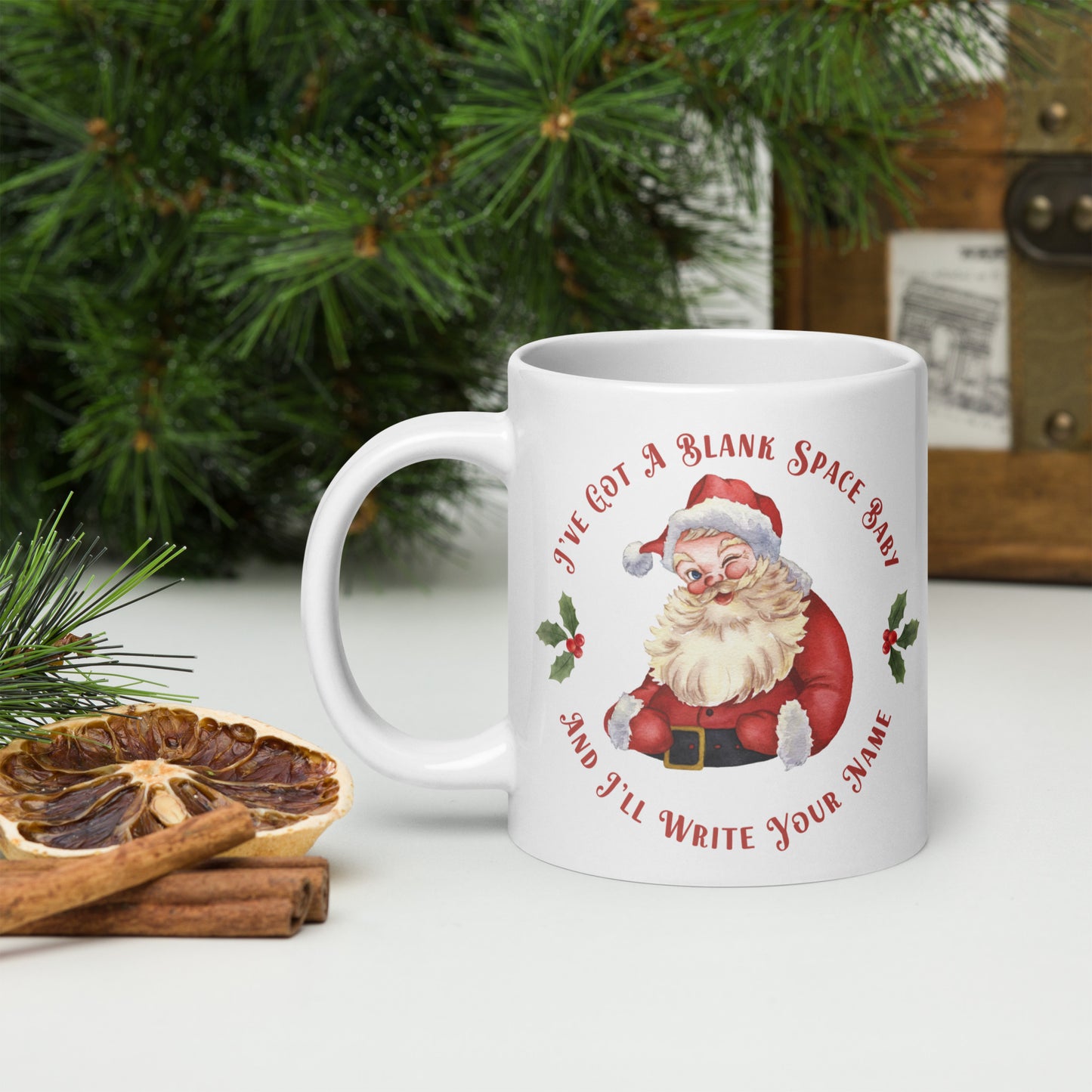 Cute Vintage Santa Blank Space Christmas Mug | Taylor Swift Christmas Mug