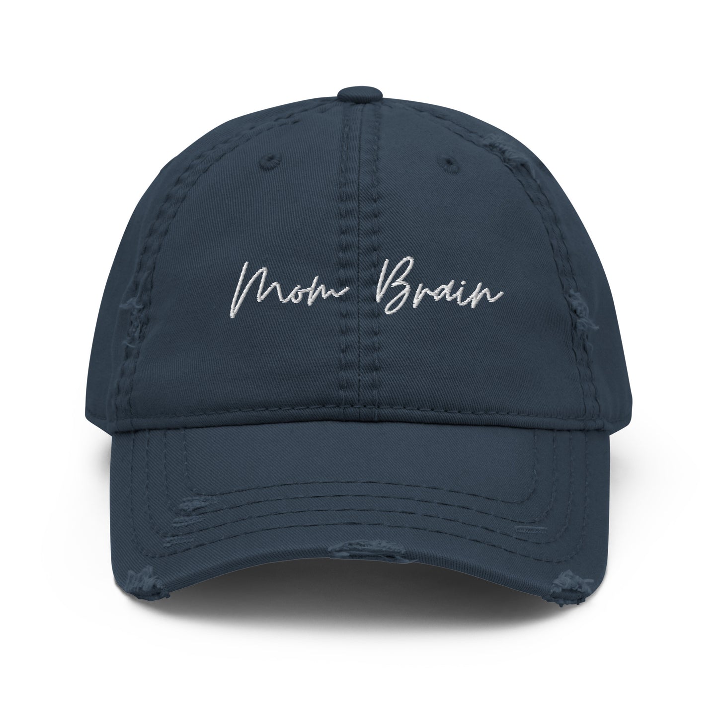 Embroidered "Mom Brain" Distressed Dad Hat