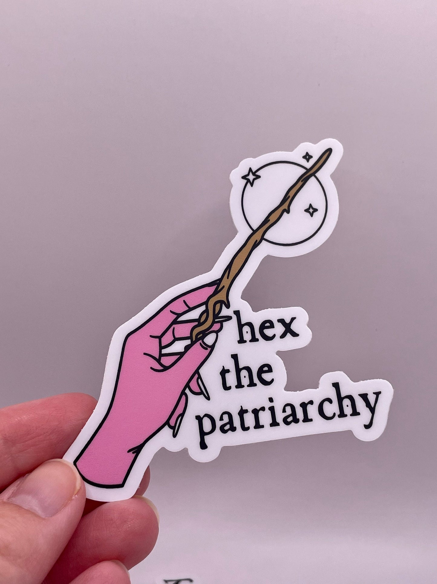 Hex the Patriarchy Sticker | Pink Halloween Sticker | Witchy Sticker | Halloween Gift Basket Idea | Feminist Stickers