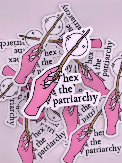 Hex the Patriarchy Sticker | Pink Halloween Sticker | Witchy Sticker | Halloween Gift Basket Idea | Feminist Stickers