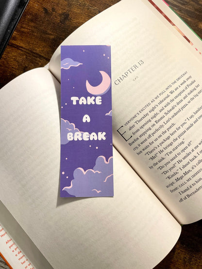 Dreamy One More Chapter/Take a Break Double Sided Whimsical Bookmark - Moons, Clouds, and Stars